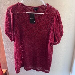 Torrid Burgundy Lace Blouse